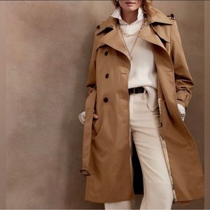 Banana Republic Factory Giovanna Twill Trench Coat NWT Size L Tan
